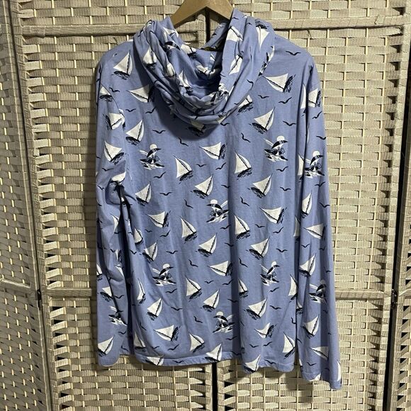 Polo Ralph Lauren Hooded Cotton Jersey Men L Blue Sailing Bear Print Long Sleeve - Picture 3 of 12